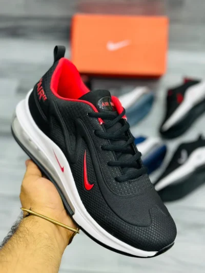 "Denzy Air Max 720 Men's Olive Green Slip-On Sneakers | Breathable Knit Upper | Chunky White Air Sole | Casual Walking & Running Shoes"