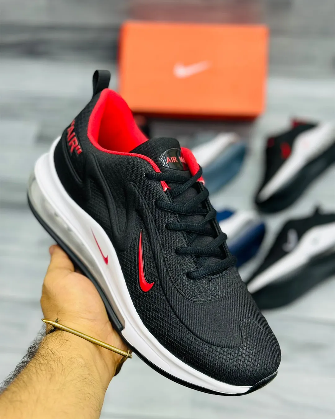 "Denzy Air Max 720 Men's Olive Green Slip-On Sneakers | Breathable Knit Upper | Chunky White Air Sole | Casual Walking & Running Shoes"