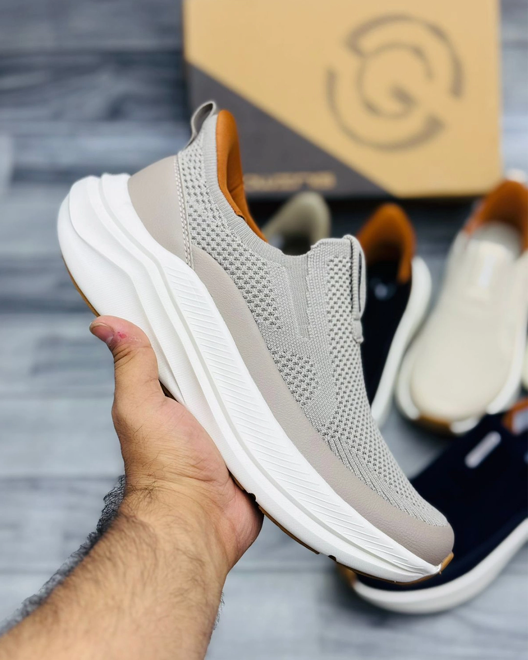 Denzy Slip On Men Beige Sneakers