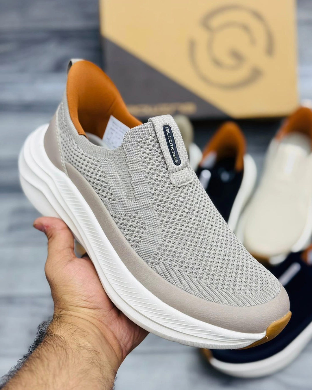 Denzy Slip On Men Beige Sneakers