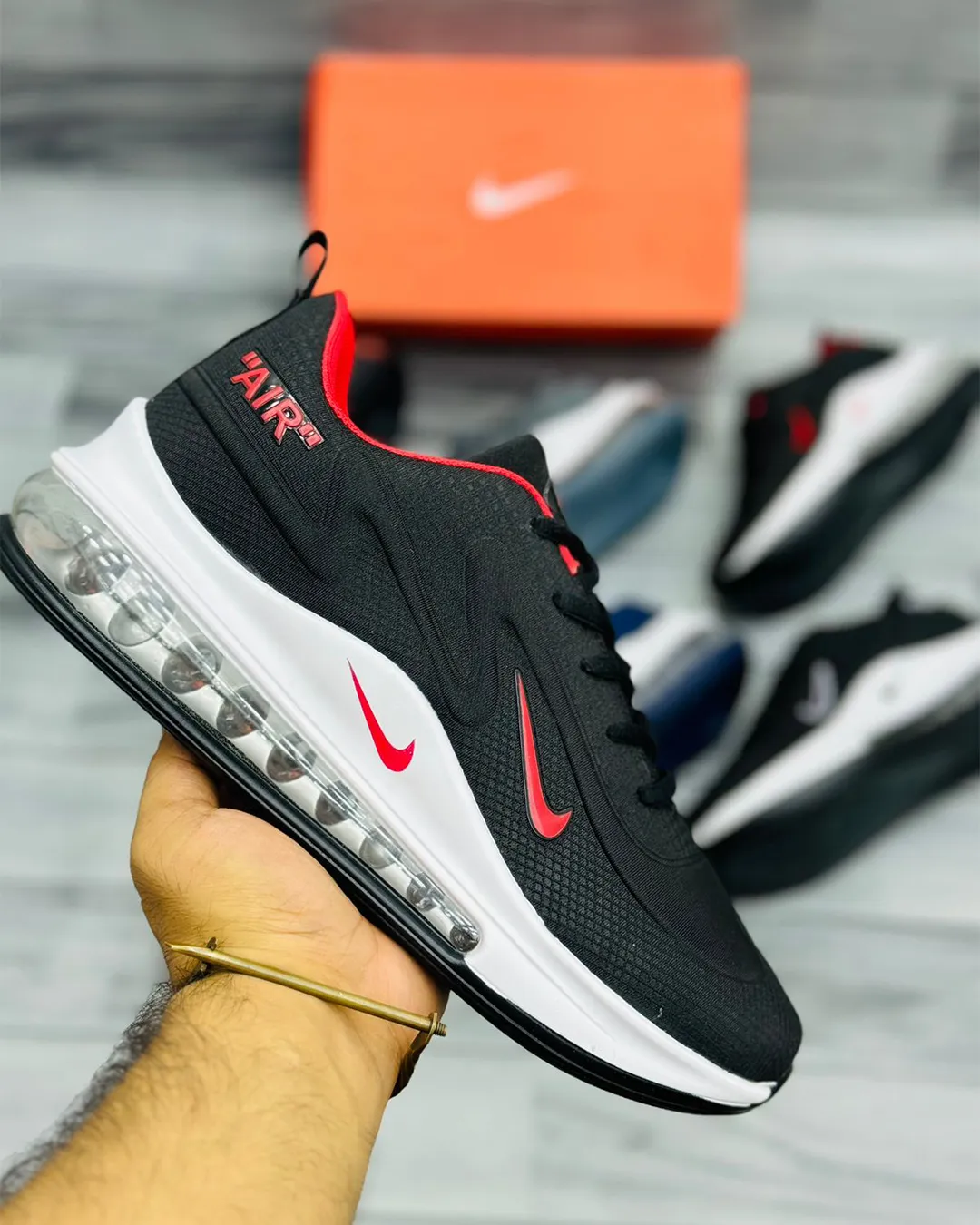 Denzy Air Max 720 Men's Olive Green Slip-On Sneakers | Breathable Knit Upper | Chunky White Air Sole | Casual Walking & Running Shoes"