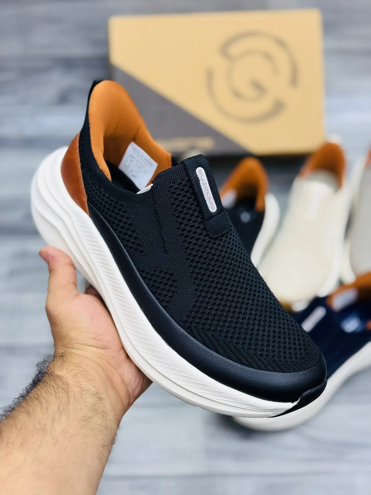"Denzy Black Knit Slip On Men | Breathable Knit Mesh Upper | Chunky White Cushioned Sole | Easy Slip-On Design | Premium Daily Wear Sneakers"