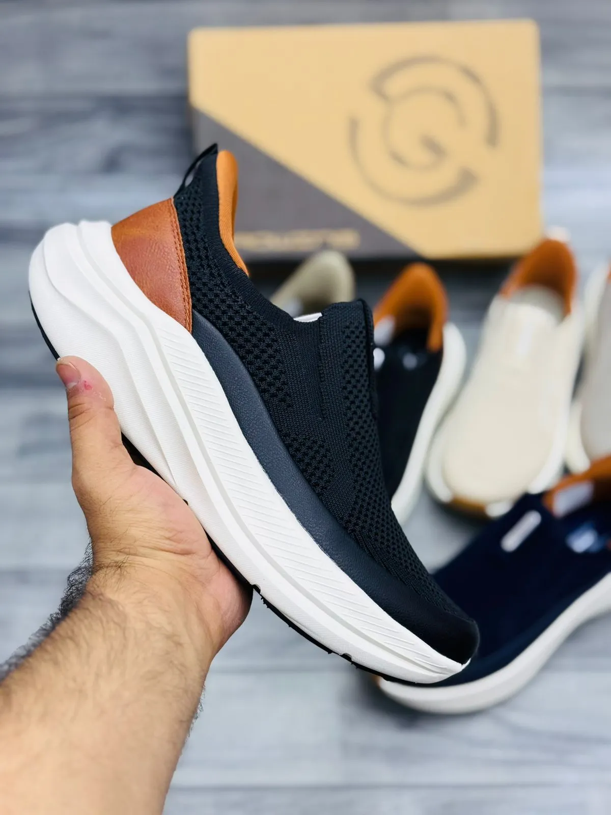 "Denzy Black Knit Slip On Men | Breathable Knit Mesh Upper | Chunky White Cushioned Sole | Easy Slip-On Design | Premium Daily Wear Sneakers"