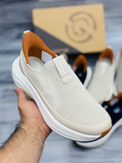 "White Comfort Shoes Without Laces | Breathable Knit Mesh Upper | Ultra Cushioned Sole | Easy Slip-On Design | All Day Comfort Walking Shoes for Men"