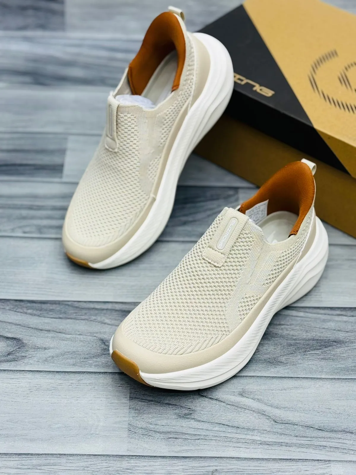 "White Comfort Shoes Without Laces | Breathable Knit Mesh Upper | Ultra Cushioned Sole | Easy Slip-On Design | All Day Comfort Walking Shoes for Men"