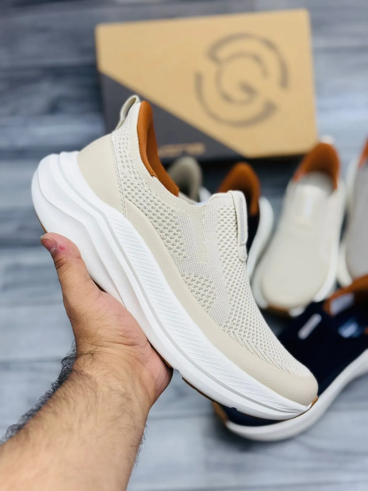 "White Comfort Shoes Without Laces | Breathable Knit Mesh Upper | Ultra Cushioned Sole | Easy Slip-On Design | All Day Comfort Walking Shoes for Men"