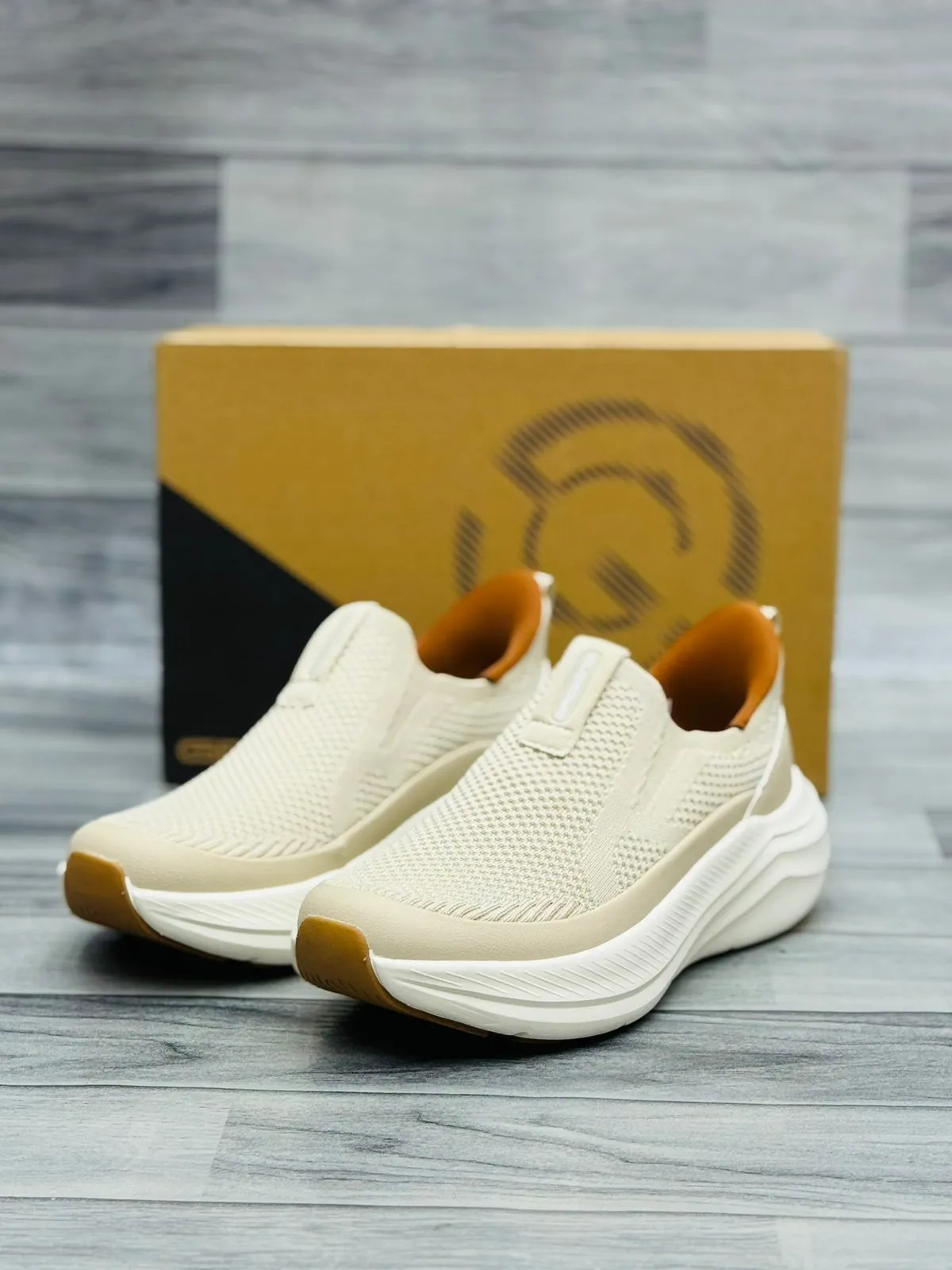 "White Comfort Shoes Without Laces | Breathable Knit Mesh Upper | Ultra Cushioned Sole | Easy Slip-On Design | All Day Comfort Walking Shoes for Men"